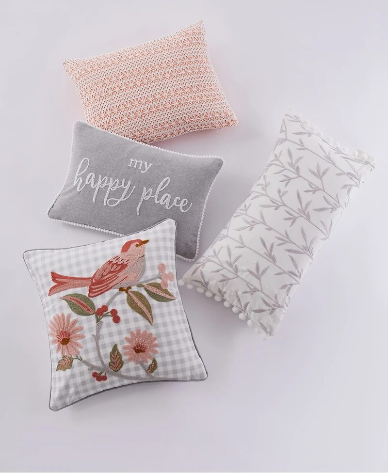 Levtex Pippa Leaves Embroidered Decorative Pillow, 12" x 24"