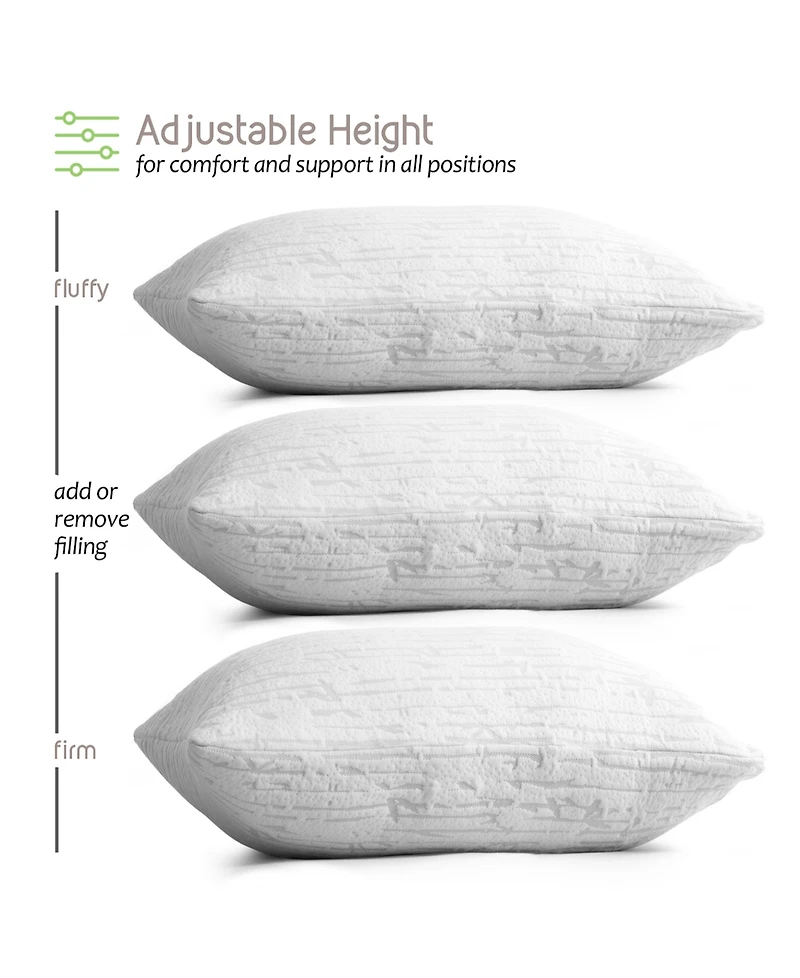 Clara Clark Shredded Memory Foam Pillow, Queen, Set of 4