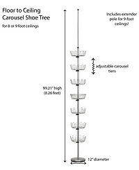 Household Essentials Floor-to-Ceiling Revolving Shoe Tree