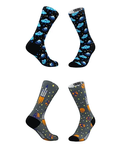 Men's and Women's Blue Blastoff Socks, Set of 2