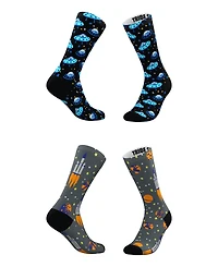 Men's and Women's Blue Blastoff Socks, Set of 2
