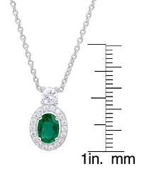Simulated Emerald Oval Halo 3 Piece, Pendant, Earrings and Ring, Set Silver Plate