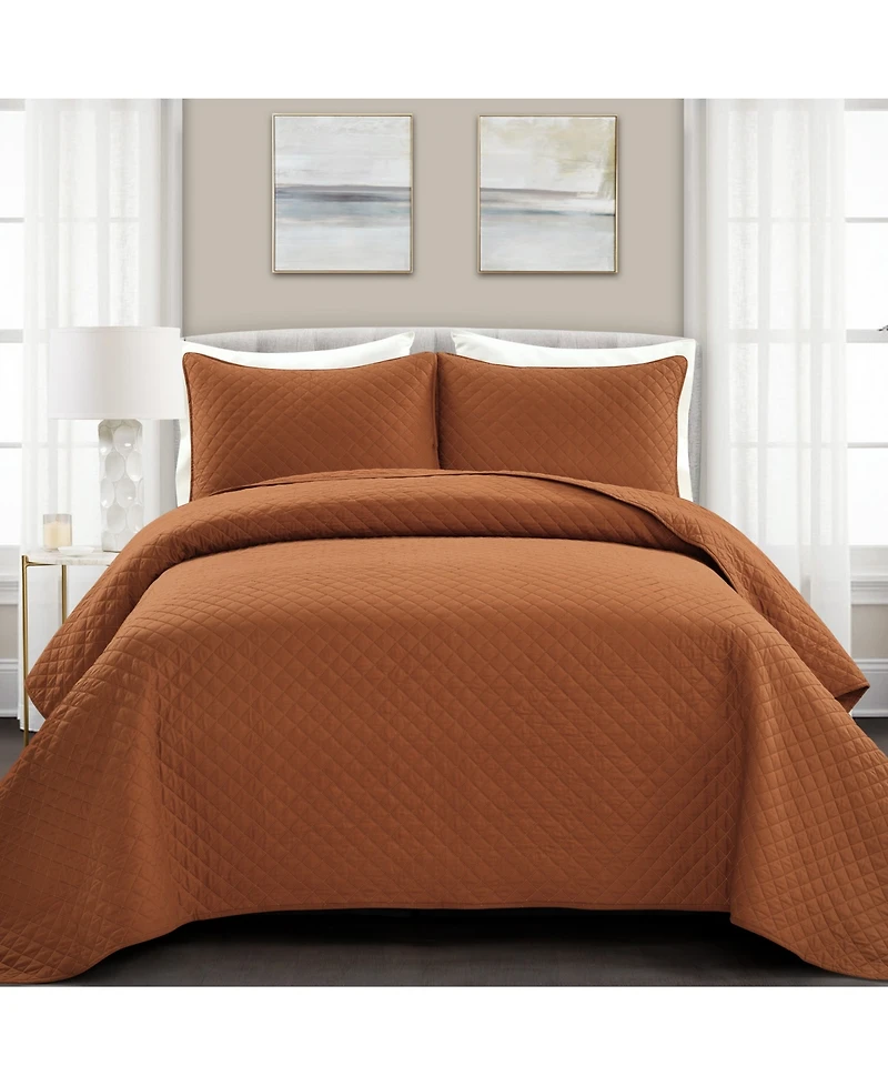 Lush Decor Ava Cotton 3 Piece Quilt Set, King