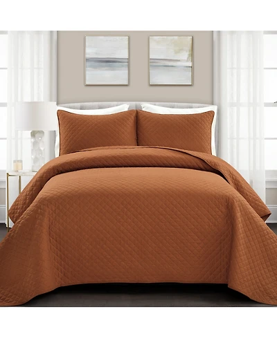 Lush Decor Ava Cotton 3 Piece Quilt Set, King