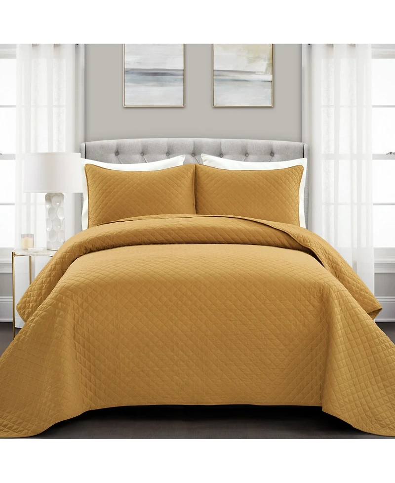 Lush Decor Ava Cotton 3 Piece Quilt Set, Full/Queen