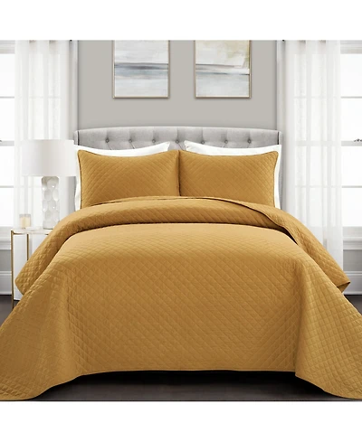 Lush Decor Ava Cotton 3 Piece Quilt Set, Full/Queen