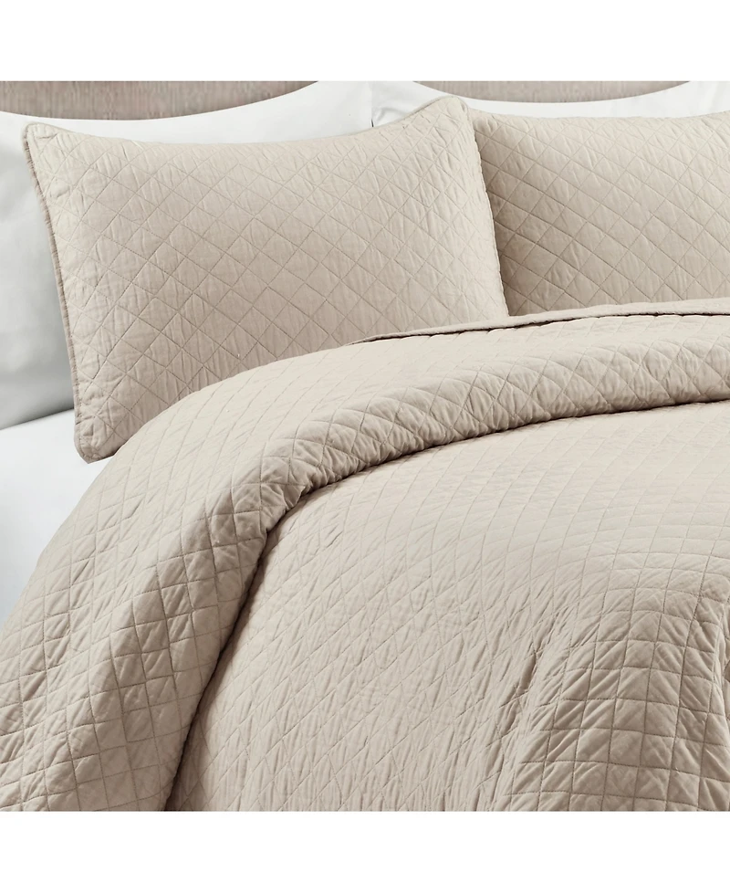 Lush Decor Ava Cotton 3 Piece Quilt Set, Full/Queen