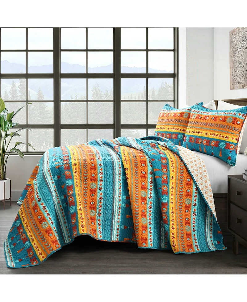 Lush Decor Boho Watercolor Border 3 Piece Quilt Set