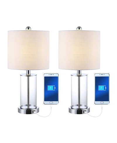 Abner Glass Modern Contemporary Usb Charging Led Table Lamp