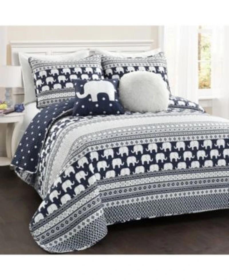 Lush Decor Kids Elephant Stripe Quilt Sets