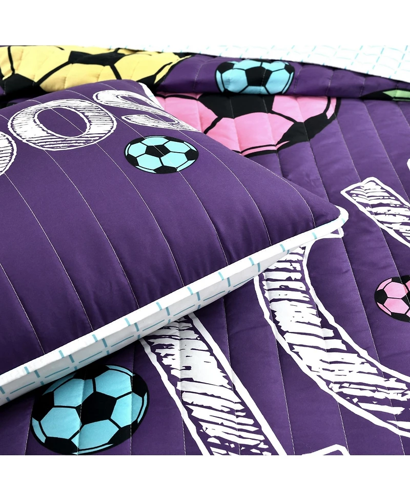 Lush Decor Kids Girls Soccer Kick -Pc. Quilt Set