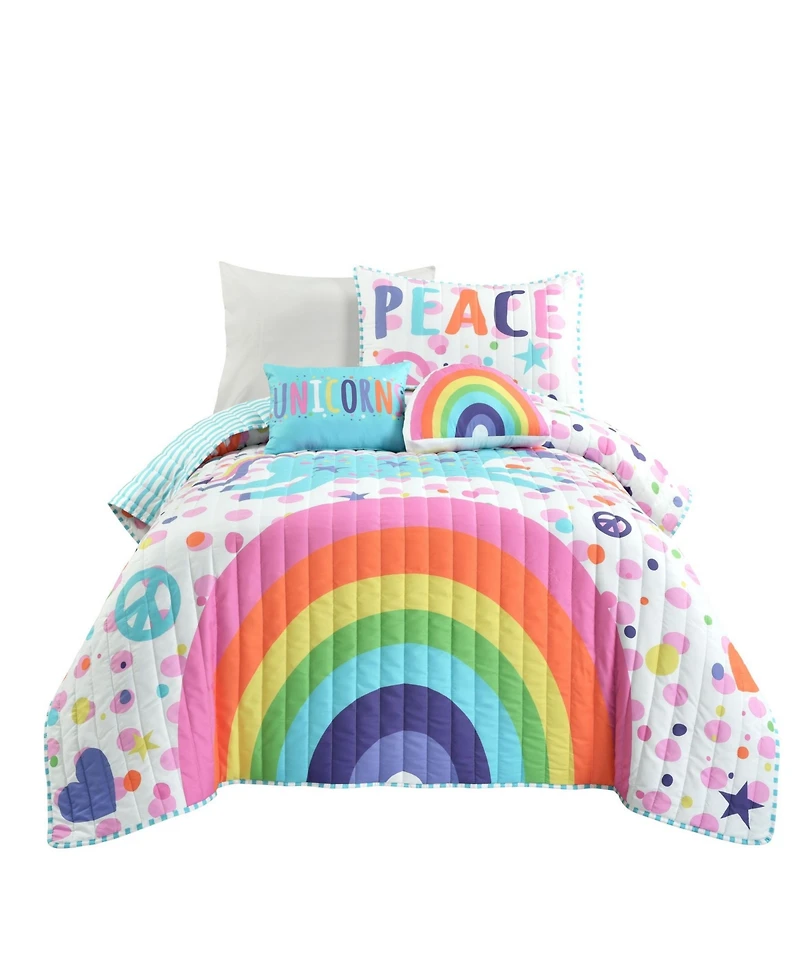 Lush Decor Kids Unicorn Rainbow 4-Pc. Quilt Set, Twin/Twin Xl