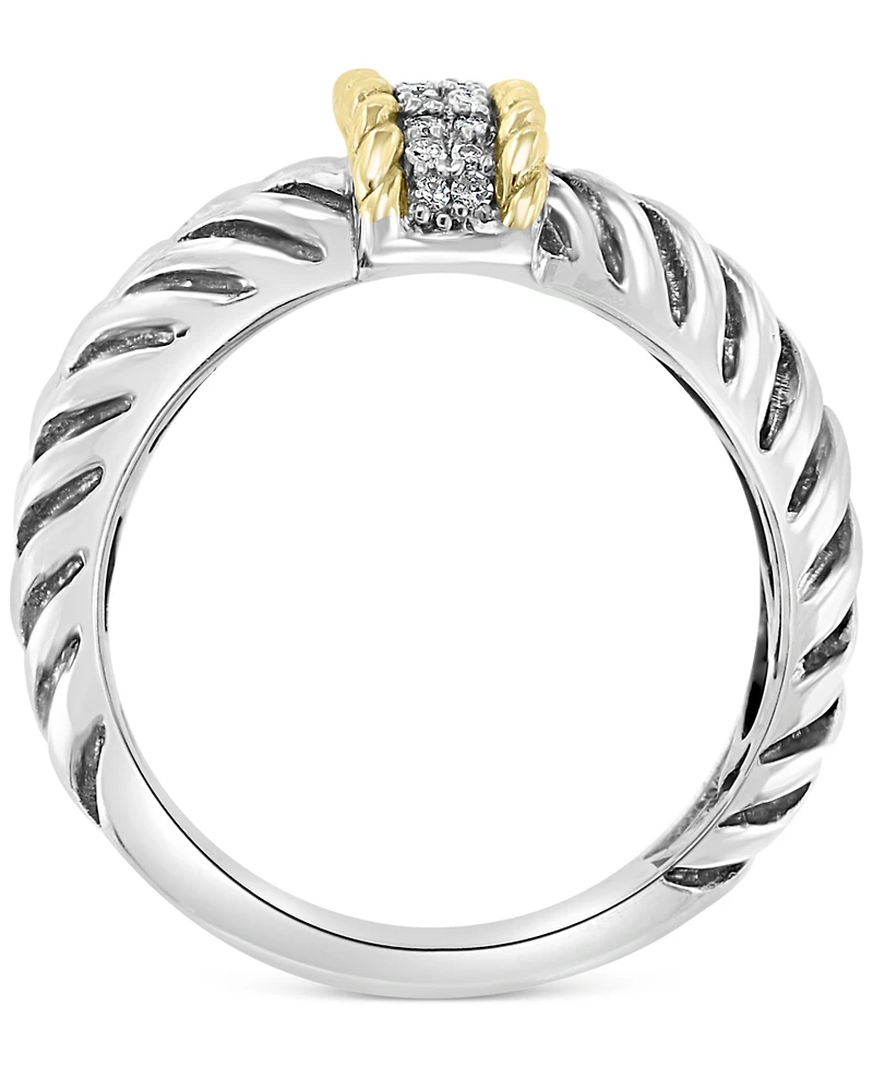 Effy Diamond Triple Row Statement Ring (1/6 ct. t.w.) in Sterling Silver & 18k Gold