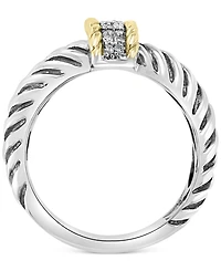 Effy Diamond Triple Row Statement Ring (1/6 ct. t.w.) in Sterling Silver & 18k Gold