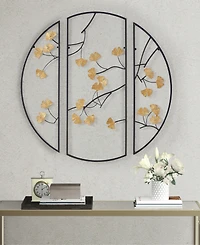 Madison Park Gold-Tone Gingko Leaves 3 Piece Metal Wall Decor Set, 14.6" x 35.4"