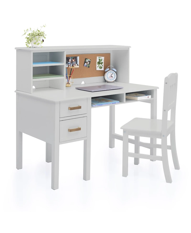 Guidecraft Taiga Kids Desk and Chair Set with Hutch
