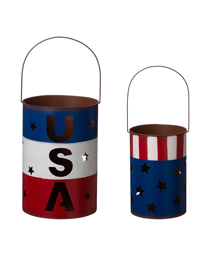 Glitzhome Patriotic Lantern, Set of 2