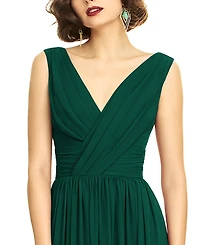 Dessy Collection Plus Sleeveless Draped Chiffon Maxi Dress with Front Slit