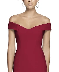 Womens Off-the-Shoulder Criss Cross Back Trumpet Gown
