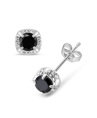 White Diamond & Treated Black Diamond (3/4 ct. t.w.) Stud Earrings in 14K White Gold