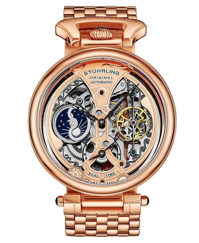 Men's Automatic Rose Gold-Tone Link Bracelet Watch 46mm