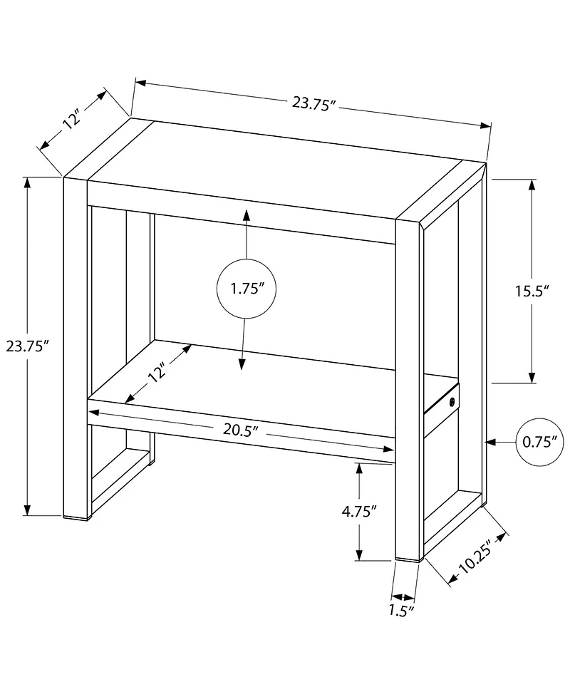Side Table with 2 Shelves