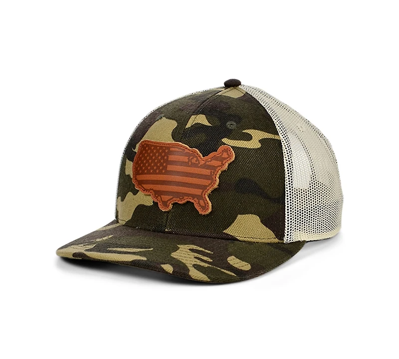 Local Crowns United States of America Woodland State Patch Curved Trucker Cap