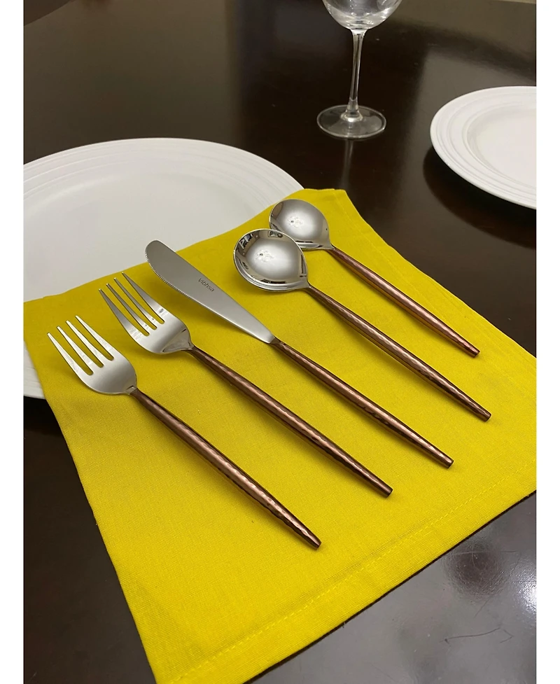 Vibhsa 20 Piece Flatware Set, Service for 4 (Hammered Handle)
