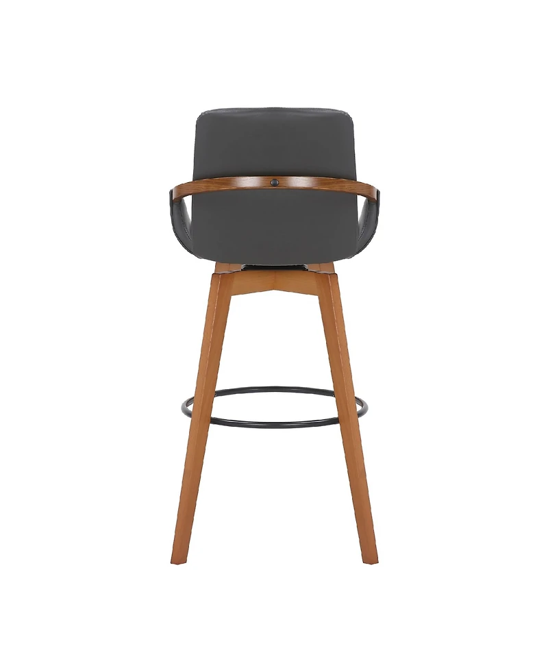 Baylor Swivel Wood Bar or Counter Stool Faux Leather