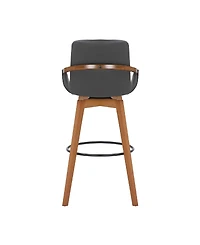 Baylor Swivel Wood Bar or Counter Stool Faux Leather