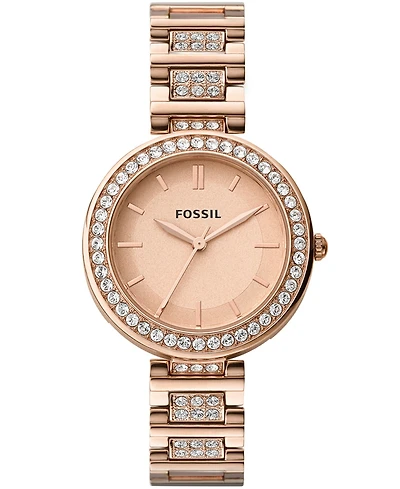 Fossil Women's Karli Three Hand Rose Gold Stainless Steel Watch 34mm