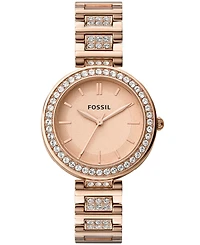 Fossil Women's Karli Three Hand Rose Gold Stainless Steel Watch 34mm