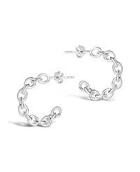 Women's Delicate Chain Silver Plated Hoop Earrings