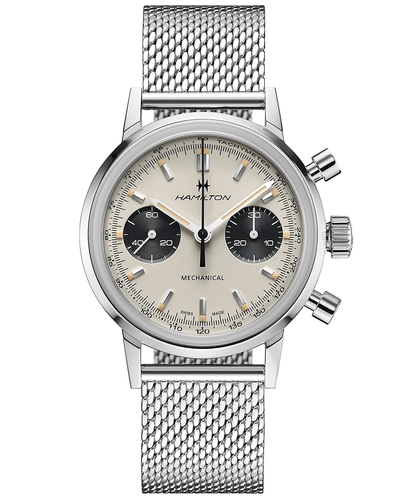 Hamilton Men's Swiss Intra-Matic Chronograph H Stainless Steel Mesh Bracelet Watch 40mm