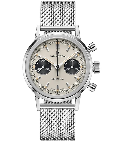 Hamilton Men's Swiss Intra-Matic Chronograph H Stainless Steel Mesh Bracelet Watch 40mm