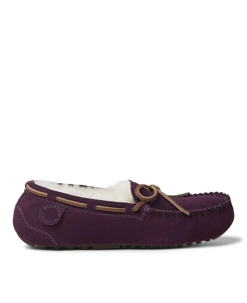 Fireside By Dearfoams Women's Victoria Genuine Shearling Moccasin Slipper