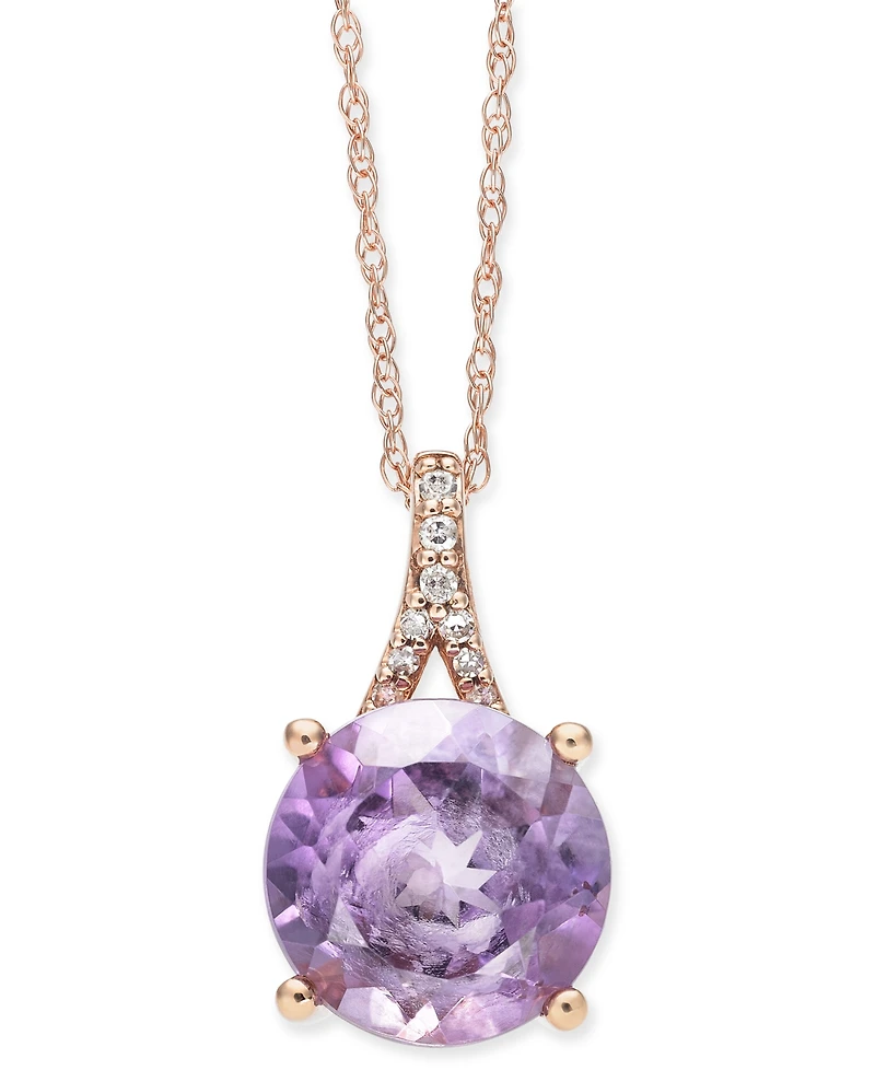 Pink Amethyst (2-1/2 ct. t.w.) and Diamond Accent 18" Pendant Necklace in 14k Rose Gold