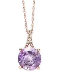 Pink Amethyst (2-1/2 ct. t.w.) and Diamond Accent 18" Pendant Necklace in 14k Rose Gold