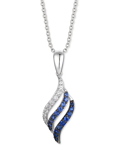 Le Vian Denim Ombre Sapphire (1/3 ct. t.w.) & White Sapphire (1/6 ct. t.w.) Swirl 18" Pendant Necklace in 14k White Gold