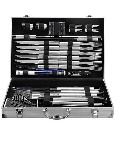 Barbecue Grill Tools with Aluminum Storage Case, Set of 30