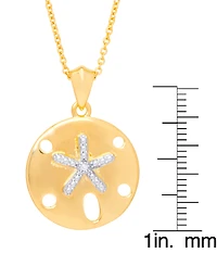 Diamond Accent Sand Dollar Pendant 18" Necklace in Gold Plate