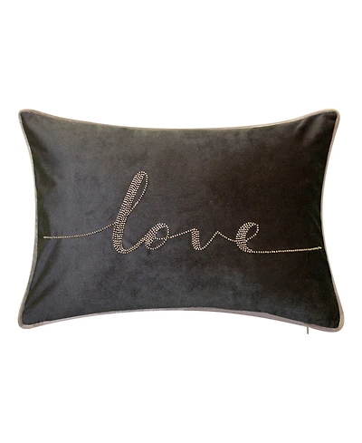 Edie@Home Celebrations Beaded Love Lumbar Decorative Pillow, 12" x 18"