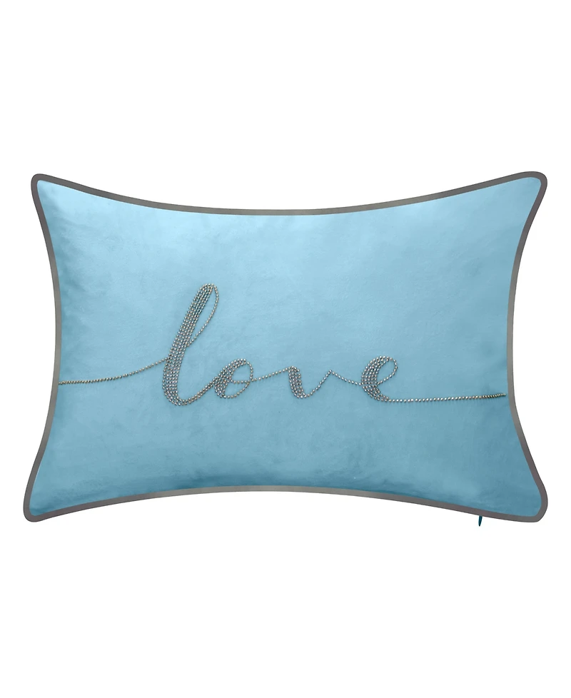 Edie@Home Celebrations Beaded Love Lumbar Decorative Pillow, 12" x 18"