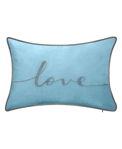 Edie@Home Celebrations Beaded Love Lumbar Decorative Pillow, 12" x 18"