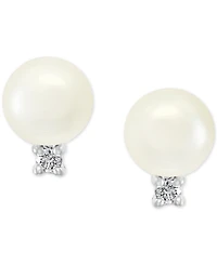 Effy Cultured Freshwater Pearl (7 mm) & Diamond (1/10 ct. t.w.) Stud Earrings in Sterling Silver