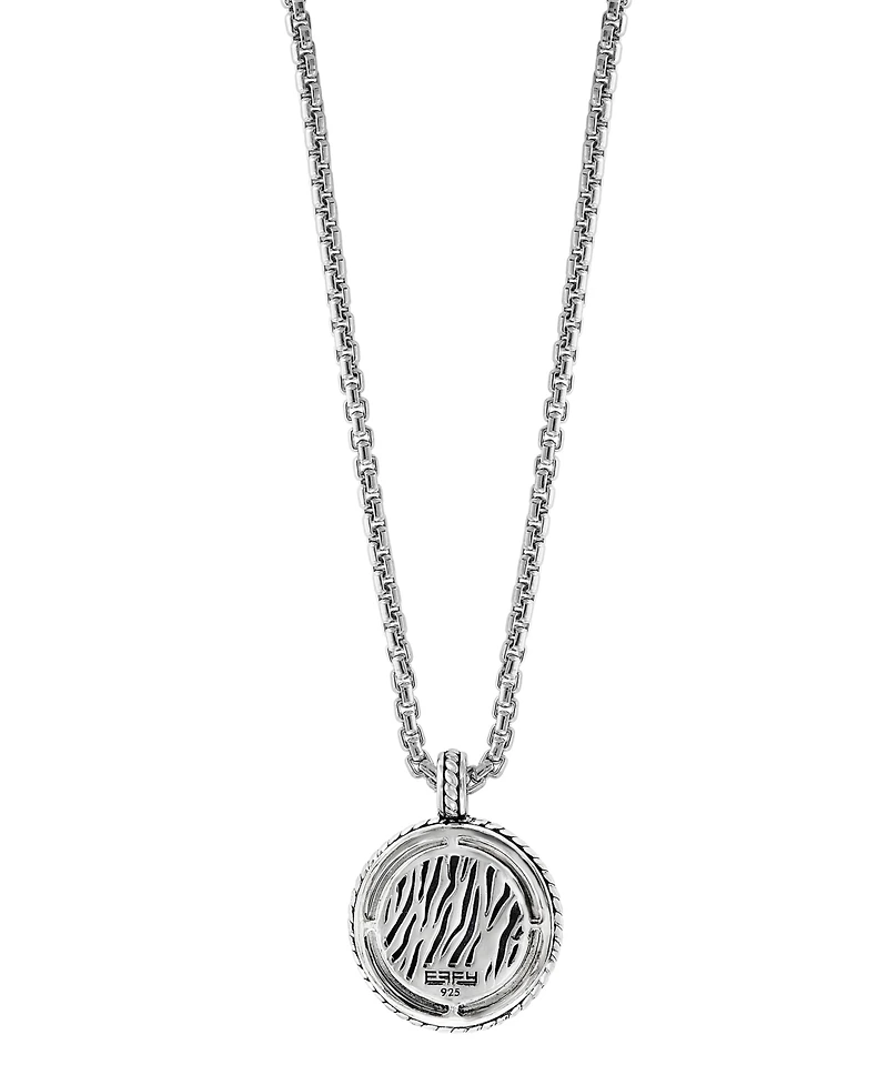 Effy Men's Lapis Lazuli (14-1/2mm) Compass 22" Pendant Necklace in Sterling Silver