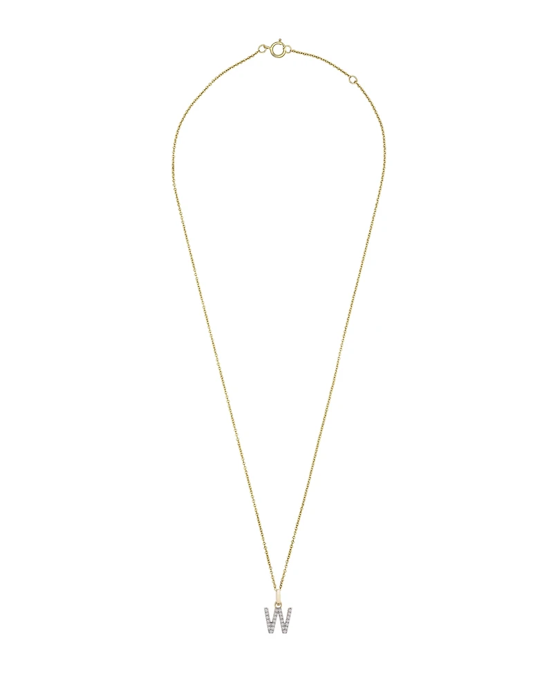 Diamond Initial Pendant Necklace (1/10 ct. t.w.) in 14k Gold, 17" + 1" Extender