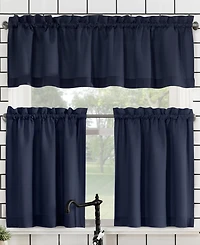 Martine Microfiber Semi-Sheer Rod Pocket Kitchen Curtain Valance Tiers Set