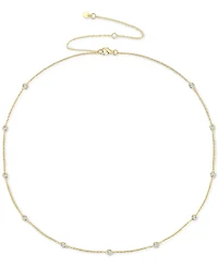Diamond Bezel Necklace (1/10 ct. t.w.) Sterling Silver, 14k Gold-Plated Silver or Rose