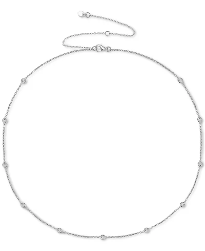 Diamond Bezel Necklace (1/10 ct. t.w.) Sterling Silver, 14k Gold-Plated Silver or Rose
